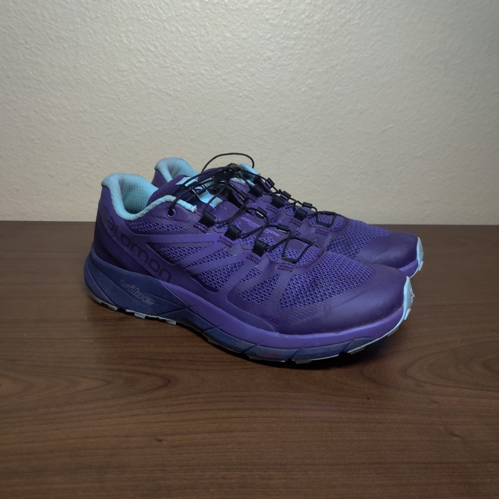 Salomon Womens Sense Ride 400736 Purple Running Shoes Sneakers Size 7